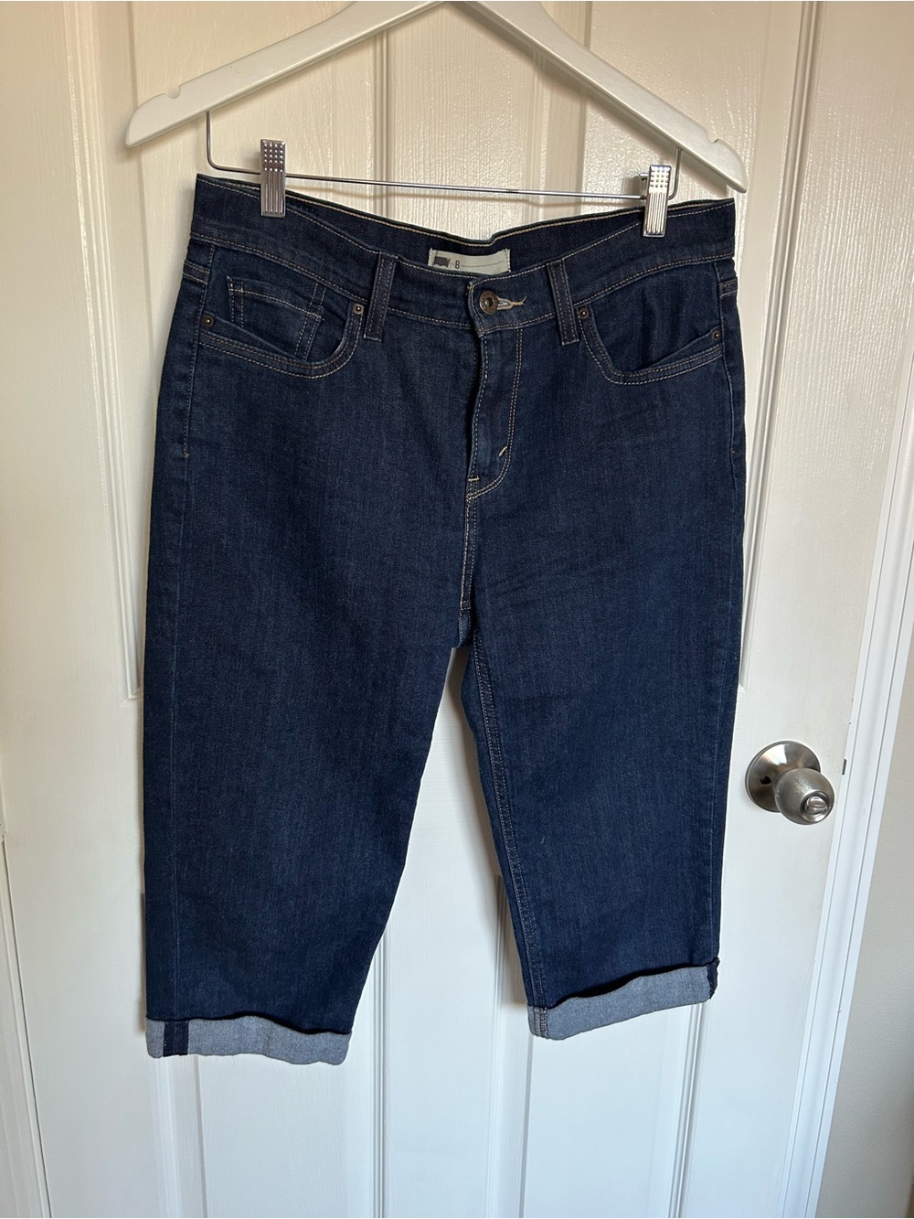 Levi's Dark Blue Cropped Denim Capri Jeans